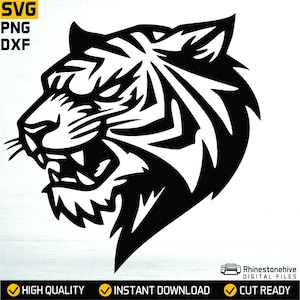 Tribal Tiger Head Clipart | Fierce Animal PNG SVG Vector (Digital Download)