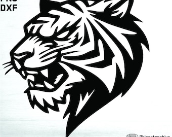 Tribal Tiger Head Clipart | Fierce Animal PNG SVG Vector (Digital Download)