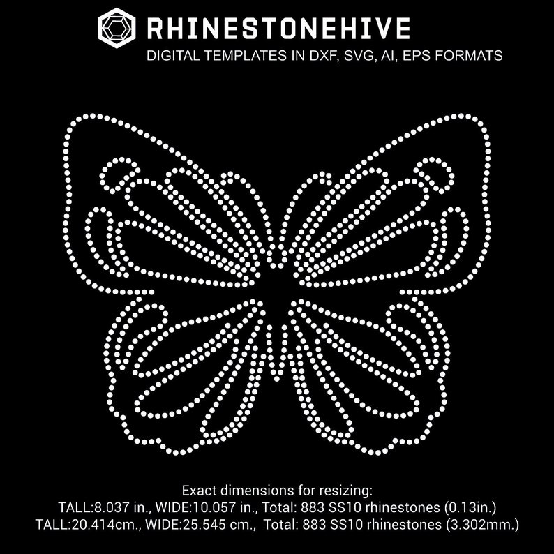 Download 4 Large Butterflies rhinestone template digital download ...