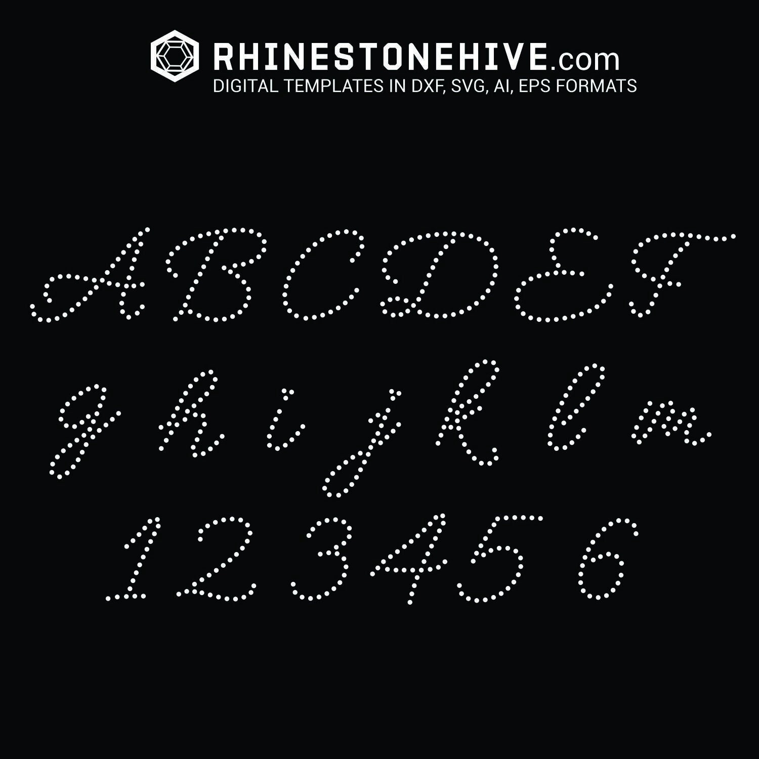 Handwritten Alphabet Rhinestone Templates Circle Monogram - Etsy