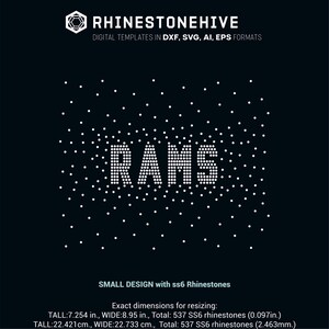 Rams 3sizes Ss6, Ss8, Ss10 Rhinestone Templates, Cheerleader, Fan ...