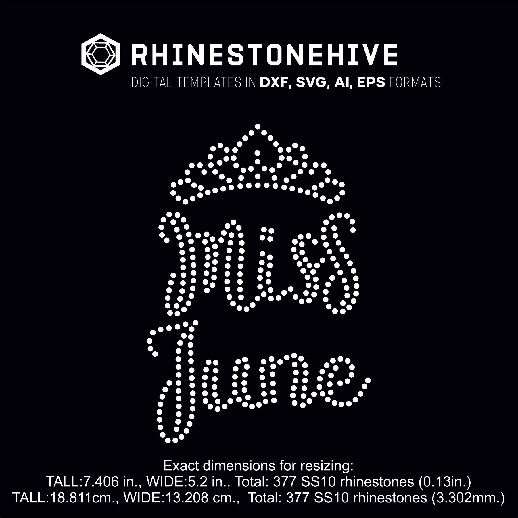 dxf png Miss June birthday party rhinestone templates digital download eps svg