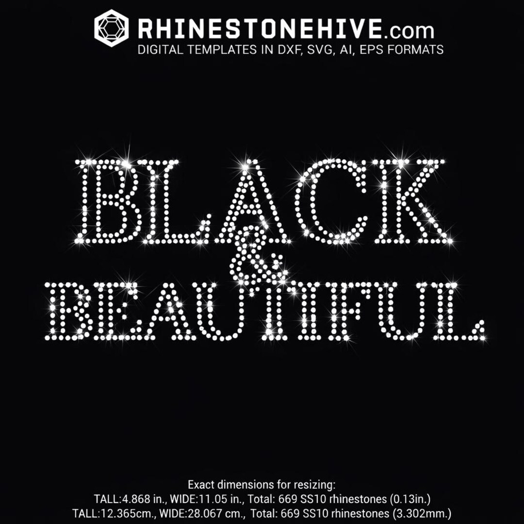 Black & Beautiful Rhinestone Template | SVG, DXF, PNG Cut File - Etsy