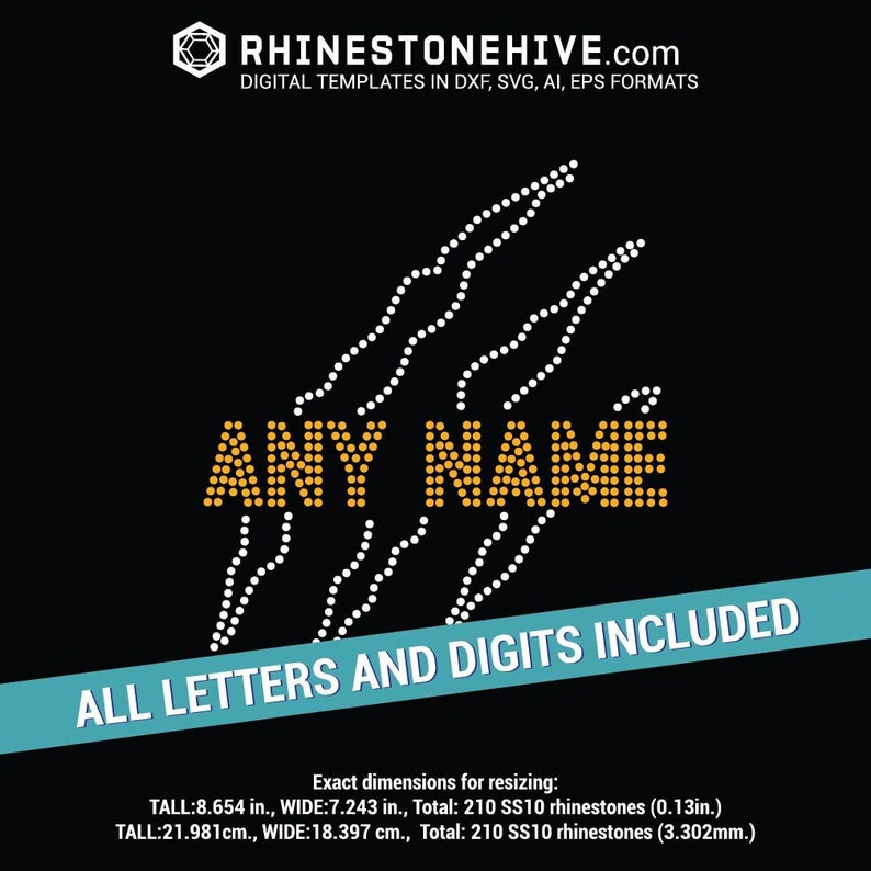 Animal Scratch Rhinestone Template, Custom Name, SVG EPS DXF (digital ...