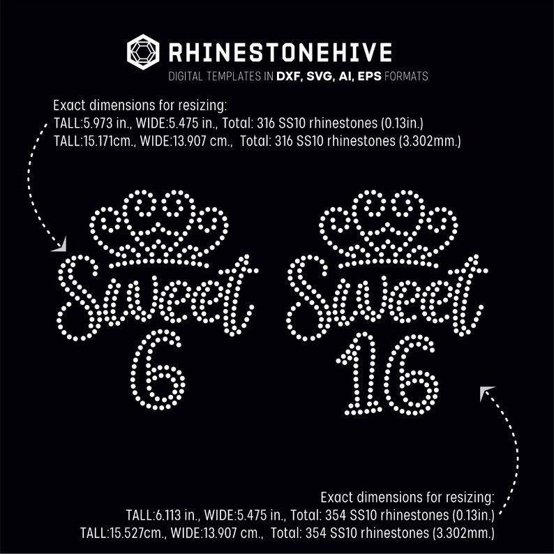 Sweet 16 Rhinestone Templates, Birthday Party SVG (digital Download) - Etsy