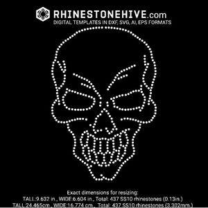 Skull slim rhinestone template digital download, svg, eps, png, dxf rhinestone template