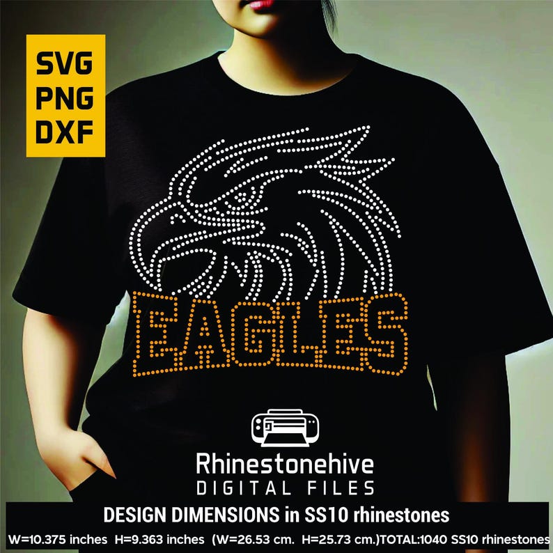 Eagles Rhinestone Template SVG | Two-color Mascot Bling (digital ...