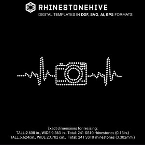 Camera Heartbeat Rhinestone SVG | Photography Life Bling Template for Cricut & Silhouette