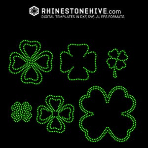 Shamrock, St Patrick&#39;s day rhinestone template digital download, svg, eps, png, dxf