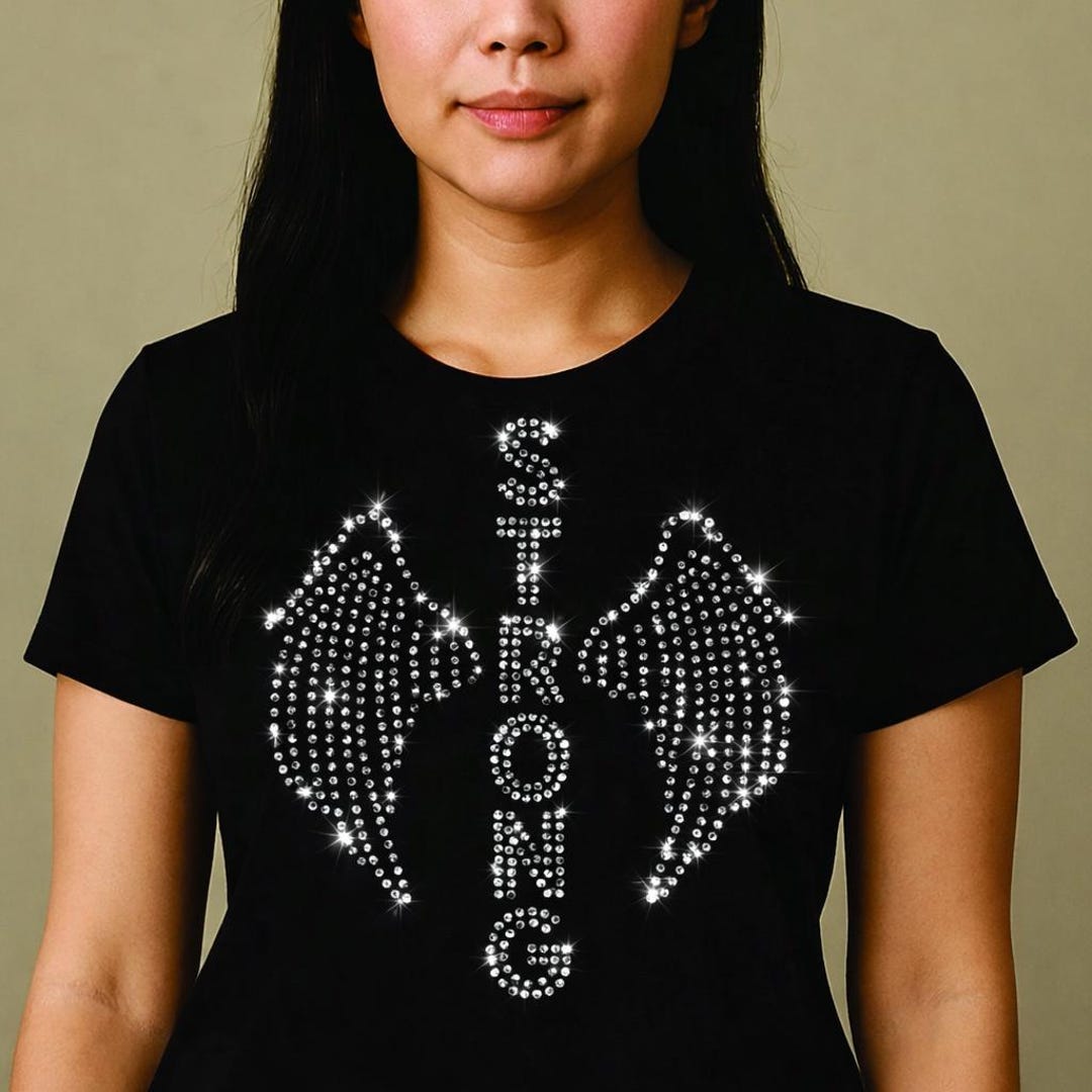 STRONG With Wings Rhinestone Template, Rhinestone Digital Download, Svg ...