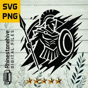 Spartan Warrior SVG | Greek Gladiator Shield Spear Logo  Cut File for Silhouette svg, Png, T-Shirt Design, digital