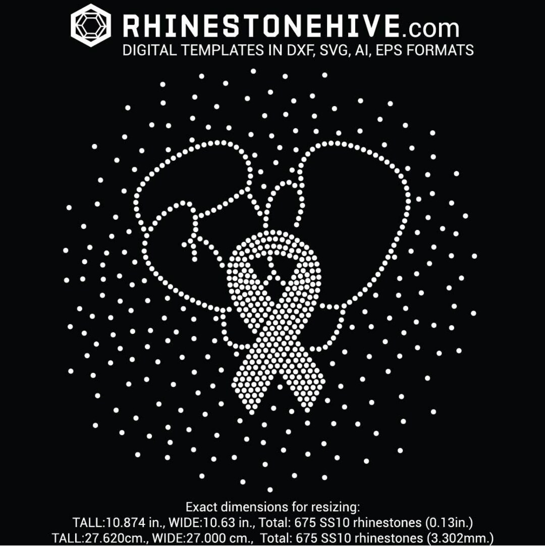 Cancer Awareness Ribbon With Boxing Hands Scattered Rhinestone Template ...