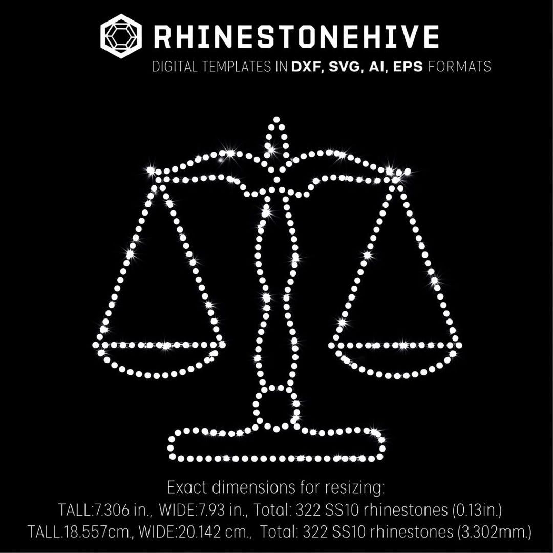 Libra Rhinestone Scales of Justice Rhinestone Template – Libra SVG DXF EPS - Etsy