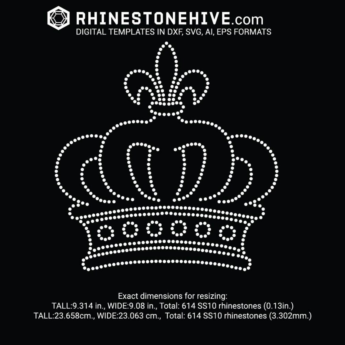 Crown Huge Rhinestone Template Digital Download, Svg, Eps, Png, Dxf ...