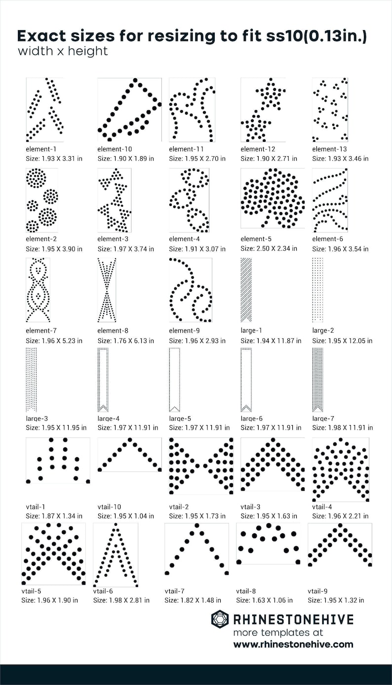 BUNDLE 30 Cheer Bow Rhinestone Templates Ss10 Size Etsy