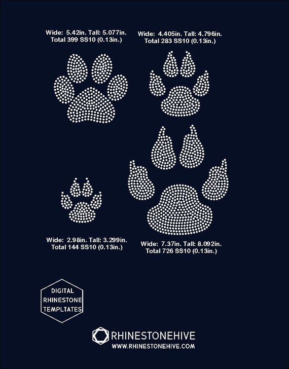 Download Free Paw Dog Paw Rhinestone Template Digital Download Svg Eps Etsy SVG Cut Files