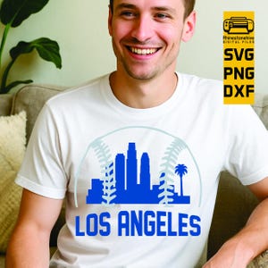Los Angeles Baseball Skyline SVG | LA California PNG Dxf | Cricut Cut File