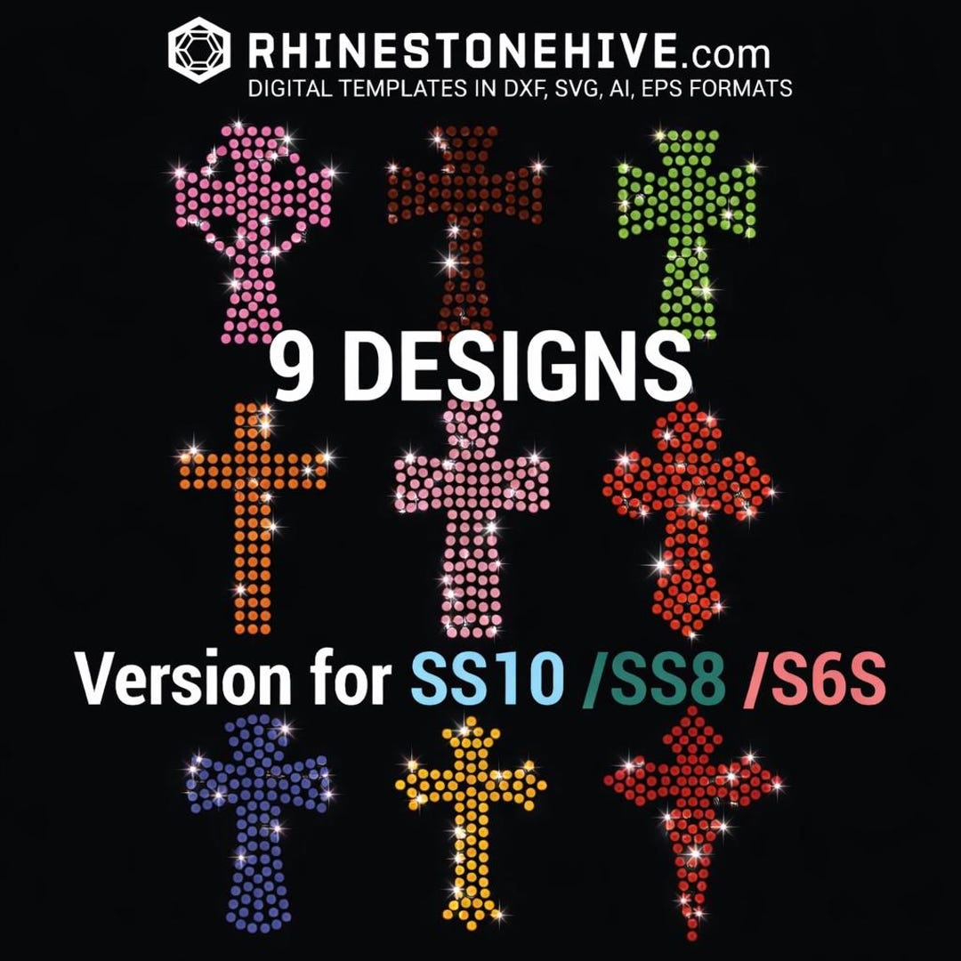 Rhinestone Cross Template, 9 Christian Designs (digital Download - Svg ...