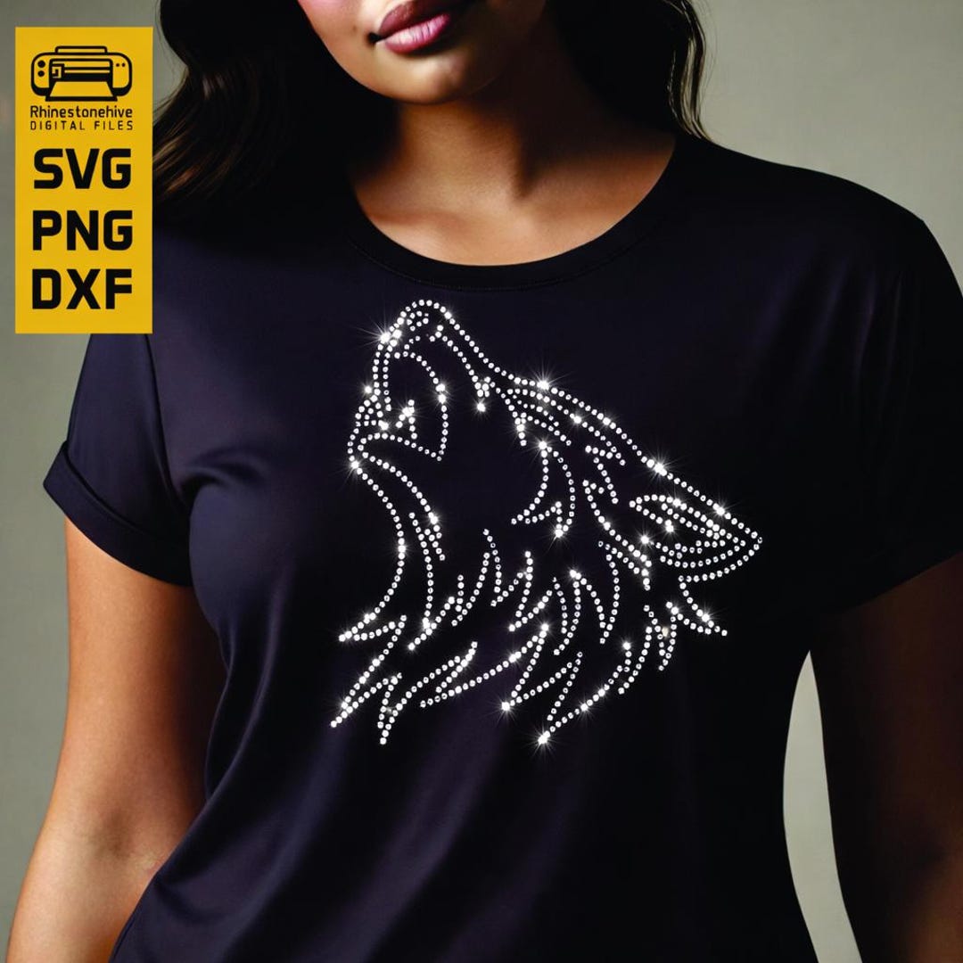 Wolves Rhinestone Letters Howling Wolf Rhinestone Template | SS10 Mascot Design (digital Download ...