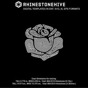Rhinestone Rose SVG Template | Floral Rhinestone Design for SS10 | Rose Flower Bling File for Cricut & Silhouette
