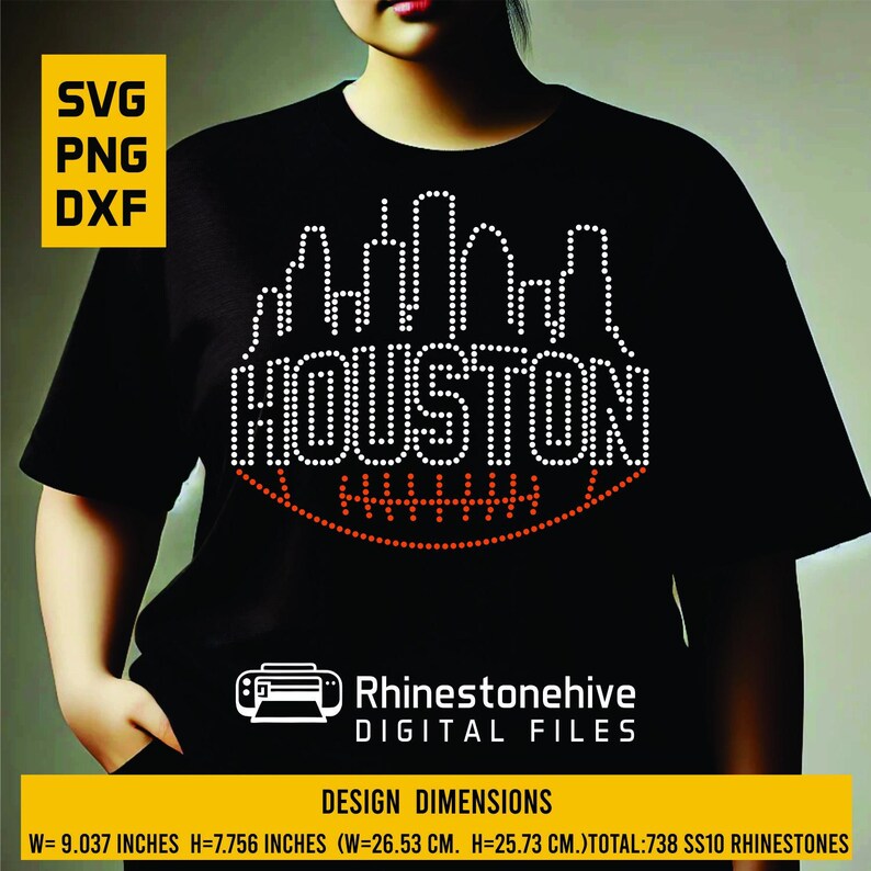 Houston Football Rhinestone Template SVG | City Skyline, SS10 Design ...