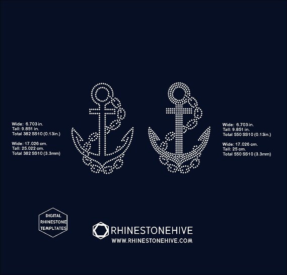 Download Free Anchor Rhinestone Template Digital Download Svg Eps Png Etsy SVG Cut Files