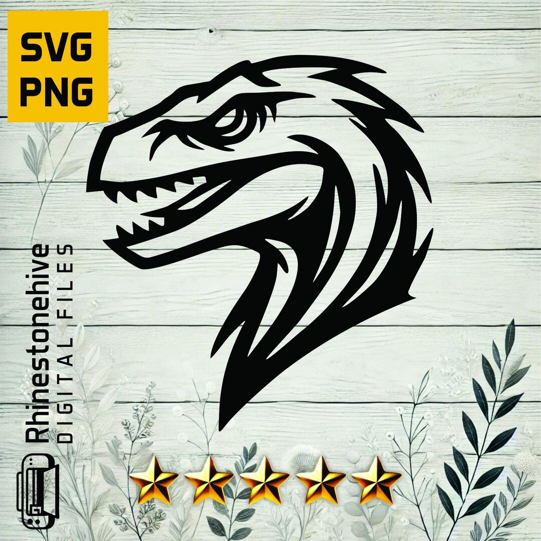 Tribal Raptor Head Vector | Dinosaur SVG, PNG (digital) - Etsy