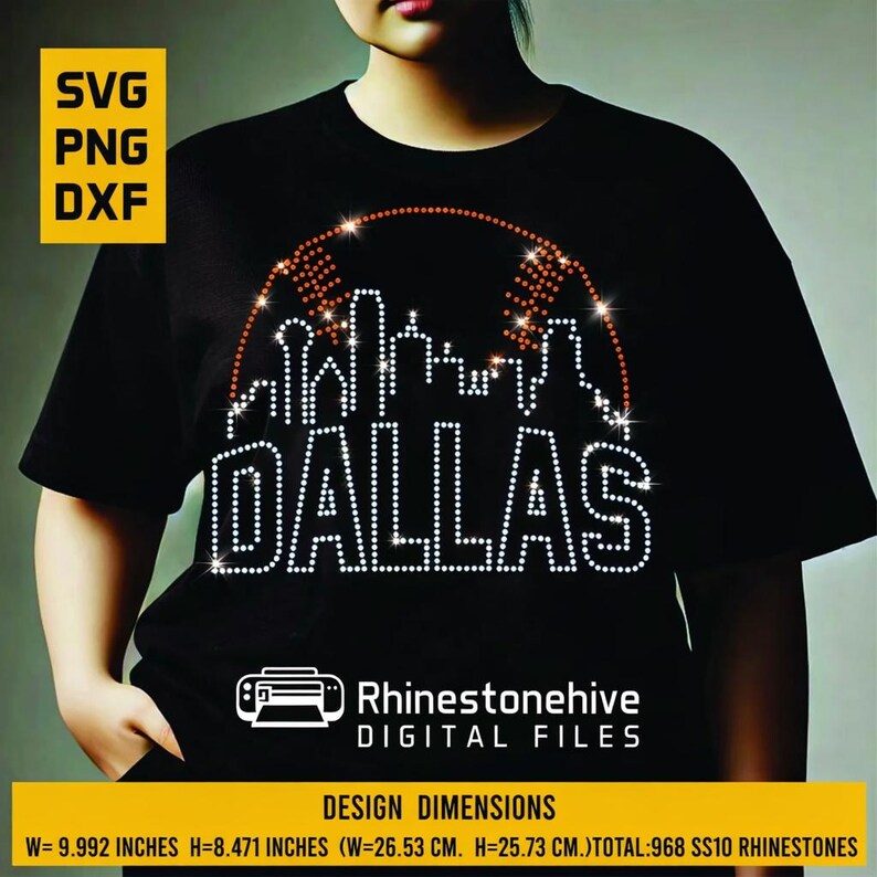 Dallas Baseball Rhinestone Template SVG | Skyline Spiritwear Design ...