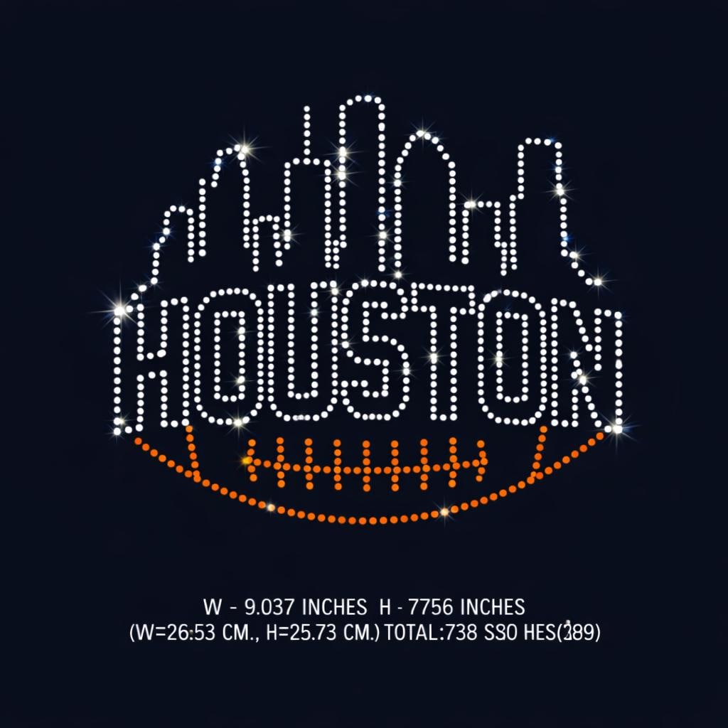 Houston Football Rhinestone Template SVG | City Skyline, SS10 Design ...