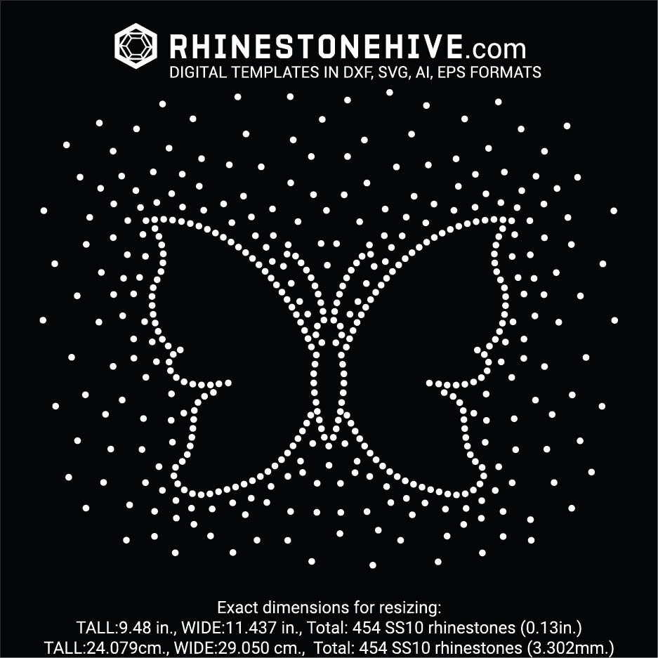 Butterfly Rhinestone Template SVG: Sparkle Wing Design for SS10 ...