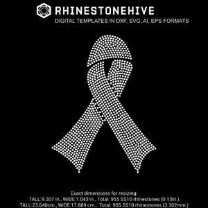 Cancer Awarenes Ribbon filled rhinestone template digital download, svg, eps, png, dxf