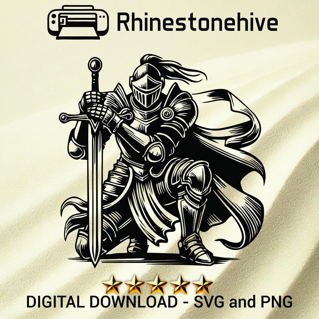Medieval Knight With Sword – Warrior Clipart, T-shirt Design (SVG, PNG ...