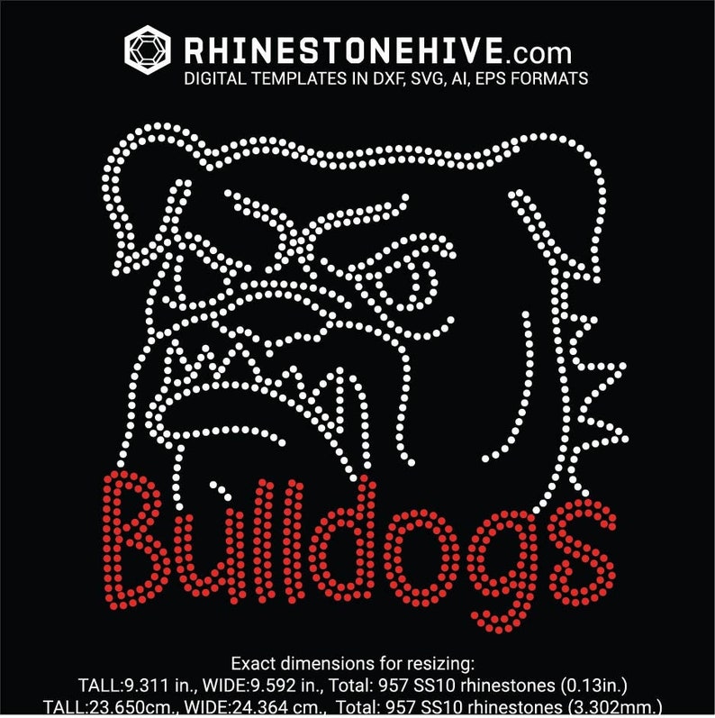 Bulldogs Rhinestone Template SVG | School Mascot Design (digital ...