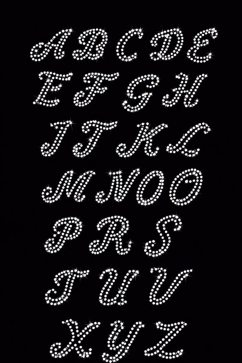 Rhinestone Alphabet Template: Fancy Letters & Numbers (digital Download ...