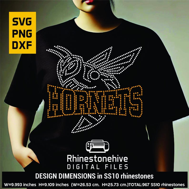 Honets Rhinestone Transfer Hornets Rhinestone Design | Mascot SVG PNG DXF (digital Download) - Etsy