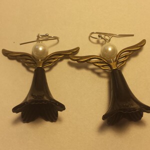 Large Black Angel Earrings