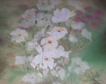 Pastell Gemälde, White Poppy