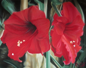 Pastel painting, Amaryllis