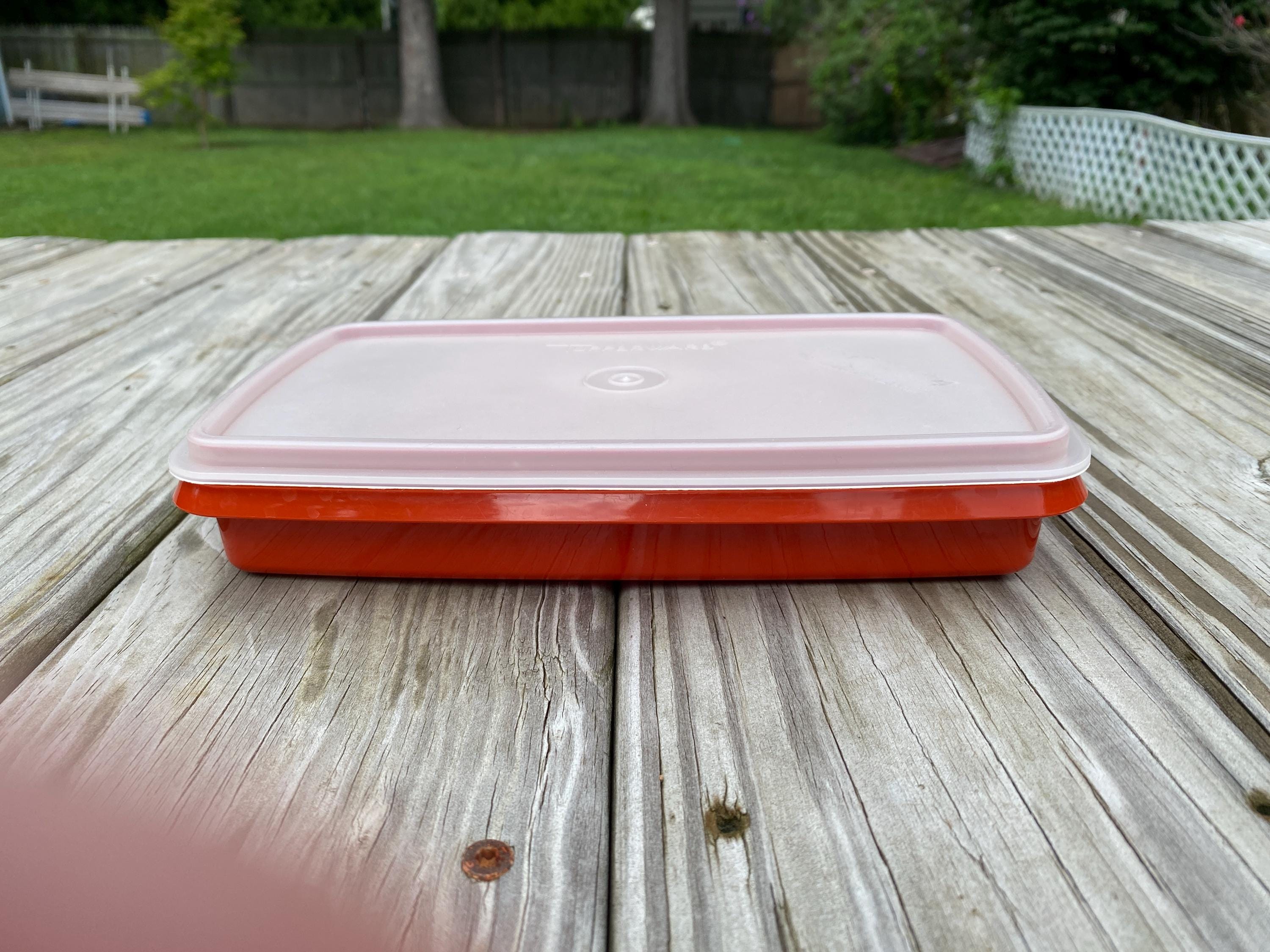 Tupperware Square Red Container With Lid - Etsy