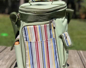 Picnic Time Backpack Green Insulated Cooler for Two Wine  display picture 1