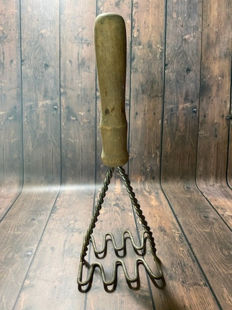 Vintage Wood Handle Potato Masher Etsy