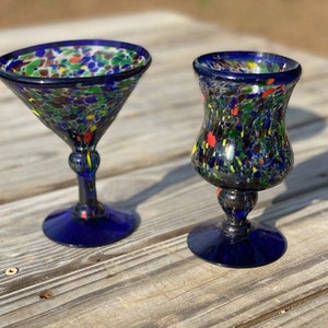 Fun Funky Hand Blown Cocktail Glasses, Confetti Cocktail Glasses, Choose Your Glass