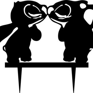 Stich and Angel Silhouette, Stich and Angel Cake Topper, High quality Acrylic, Custom Made
