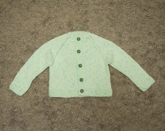 Hand Knitted Baby Cardigan with Buttons - Acrylic Yarn, 1-2 Years