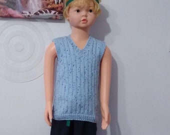 Hand knitted Baby Vest Top, Knitted Sleeveless Sweater, Size 9-12 months, Birthday Gift, Christmas Gift, Premium Acrylic Yarn