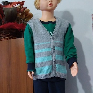 Hand Knitted Toddler Vest, Hand Knitted Sleeveless Sweater, Infant Girl&#39;s Vest, Infant Boy&#39;s Vest, 3-4 years, Birthday, Christmas Gift