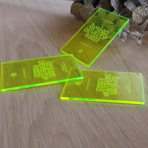 Fluorescent Acrylic Business Cards, Personalised Custom Laser Engraved Business Cards, One-Sided Laser Engraved Business Cards