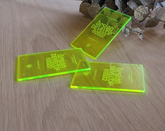 Fluorescent Acrylic Business Cards, Personalised Custom Laser Engraved Business Cards, One-Sided Laser Engraved Business Cards