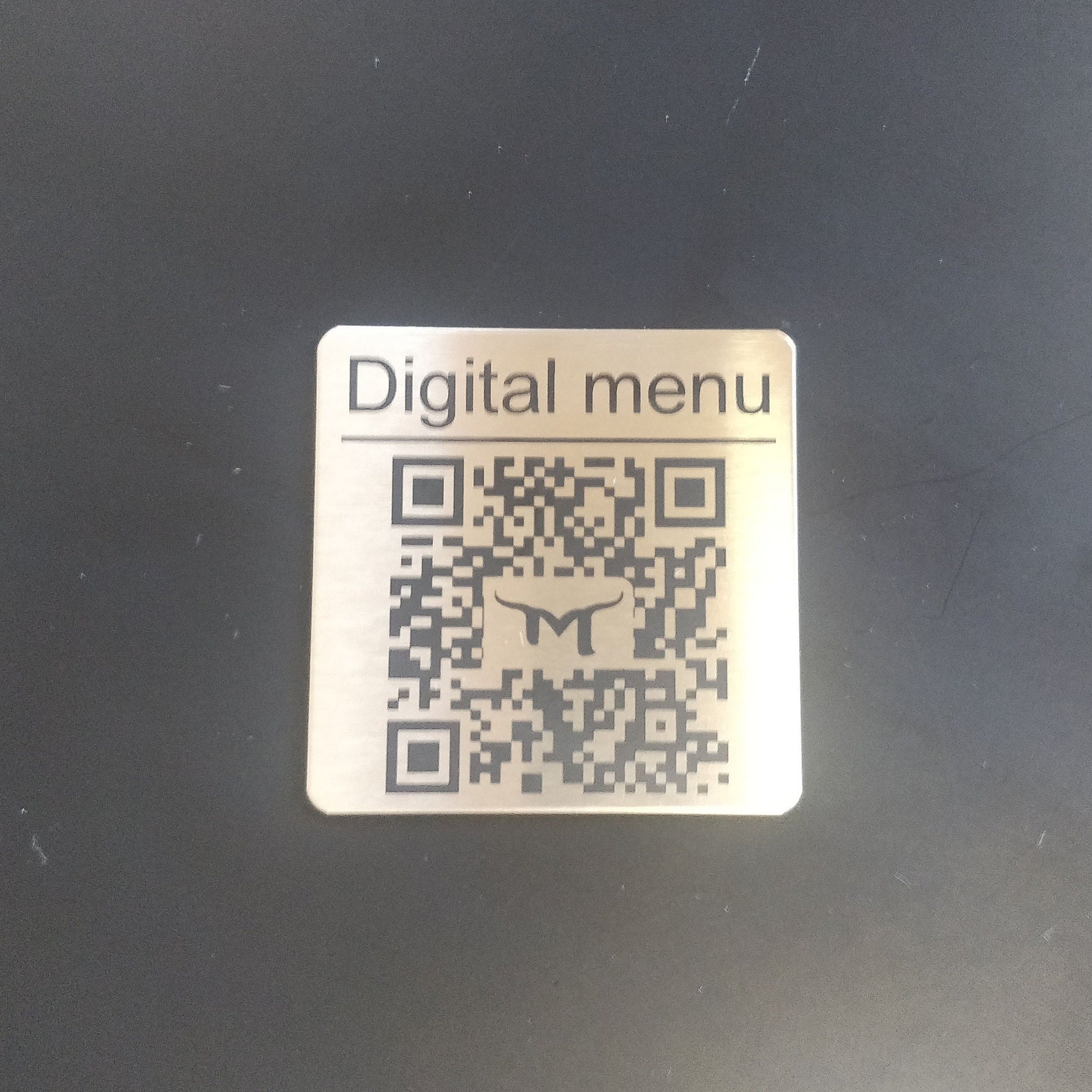 Custom QR Code Laser Engraved Tags - 50mm Square Pub & Restaurant Table Menus