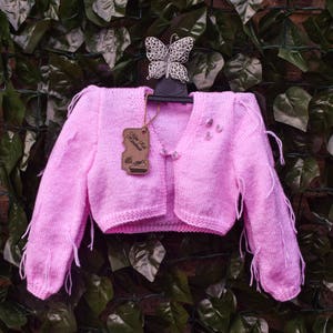 Hand knitted Handmade Baby Bolero, Girl&#39;s Sweater, Pink Bolero, Girls clothes, Size 9-18 months, from Premium Acrylic Yarn